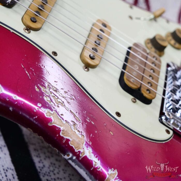 Fender Custom Shop Wild West Pink Lightning Stratocaster HSS Floyd Rose Rosewood Board 22 Frets Heavy Relic Lipstick Pink Metallic 8.20 LBS - Image 10