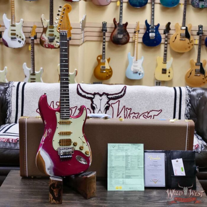 Fender Custom Shop Wild West Pink Lightning Stratocaster HSS Floyd Rose Rosewood Board 22 Frets Heavy Relic Lipstick Pink Metallic 8.20 LBS - Image 7