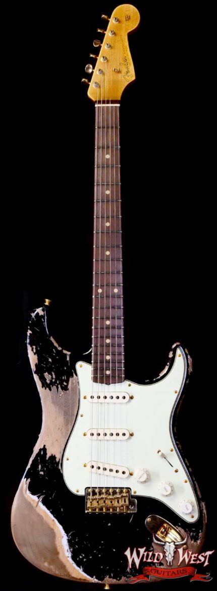 Fender Custom Shop Wild West Guitars 25th Anniversary 1960 Stratocaster Madagascar Rosewood Fretboard Heavy Relic Black 7.65 LBS