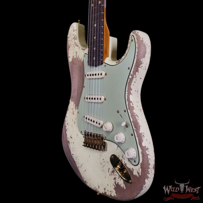 Fender Custom Shop Wild West Guitars 25th Anniversary 1960 Stratocaster Madagascar Rosewood Fretboard Heavy Relic Vintage White 7.85 LBS - Image 2