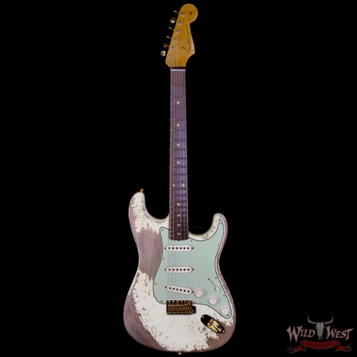 Fender Custom Shop Wild West Guitars 25th Anniversary 1960 Stratocaster Madagascar Rosewood Fretboard Heavy Relic Vintage White 7.85 LBS - Image 3