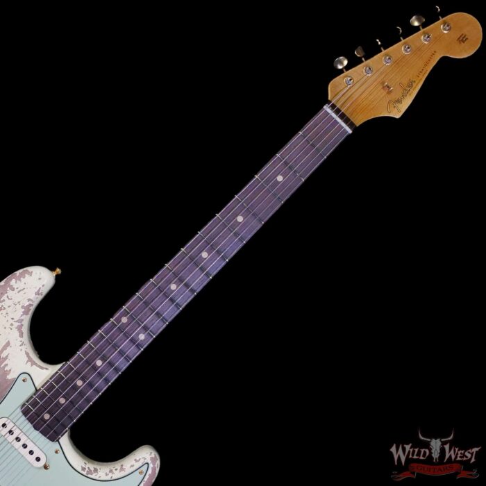 Fender Custom Shop Wild West Guitars 25th Anniversary 1960 Stratocaster Madagascar Rosewood Fretboard Heavy Relic Vintage White 7.85 LBS - Image 4