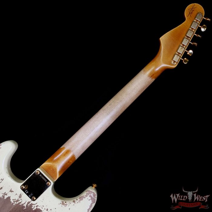 Fender Custom Shop Wild West Guitars 25th Anniversary 1960 Stratocaster Madagascar Rosewood Fretboard Heavy Relic Vintage White 7.85 LBS - Image 5