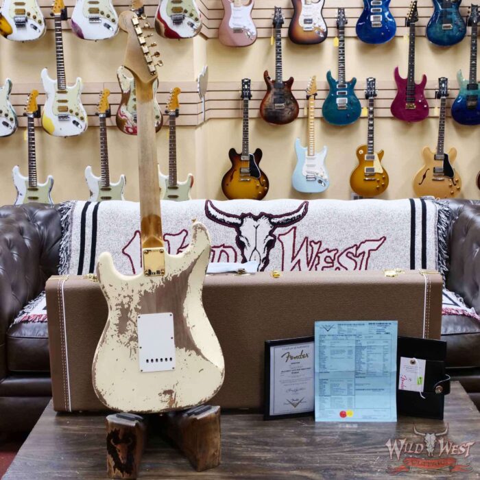 Fender Custom Shop Wild West Guitars 25th Anniversary 1960 Stratocaster Madagascar Rosewood Fretboard Heavy Relic Vintage White 7.85 LBS - Image 12