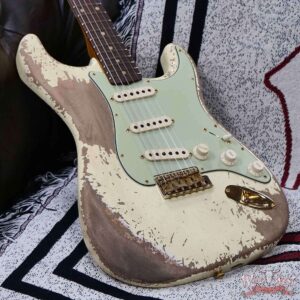 Fender Custom Shop Wild West Guitars 25th Anniversary 1960 Stratocaster Madagascar Rosewood Fretboard Heavy Relic Vintage White 7.85 LBS - Image 8
