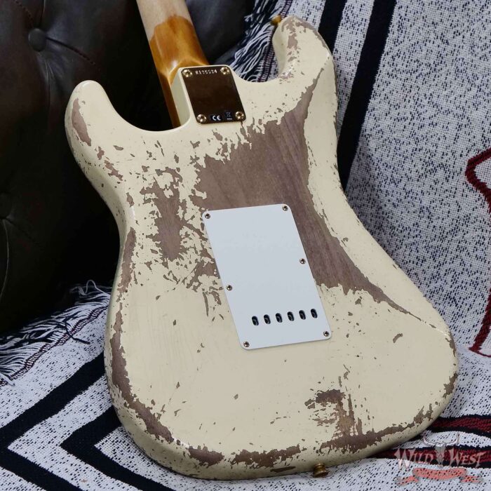 Fender Custom Shop Wild West Guitars 25th Anniversary 1960 Stratocaster Madagascar Rosewood Fretboard Heavy Relic Vintage White 7.85 LBS - Image 13