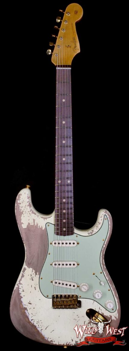 Fender Custom Shop Wild West Guitars 25th Anniversary 1960 Stratocaster Madagascar Rosewood Fretboard Heavy Relic Vintage White 7.85 LBS