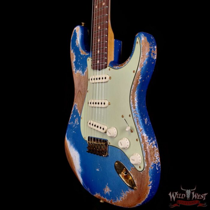 Fender Custom Shop Wild West Guitars 25th Anniversary 1960 Stratocaster Hardtail Madagascar Rosewood Fretboard Heavy Relic Lake Placid Blue 6.60 LBS - Image 2