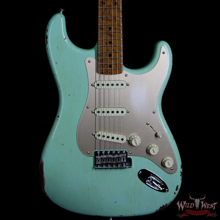 Fender Custom Shop 1956 Stratocaster Relic Roasted Birdeye Maple Neck Surf Green - Image 3
