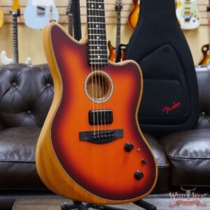 Fender American Acoustasonic Jazzmaster Ebony Fingerboard Tobacco Sunburst - Image 8
