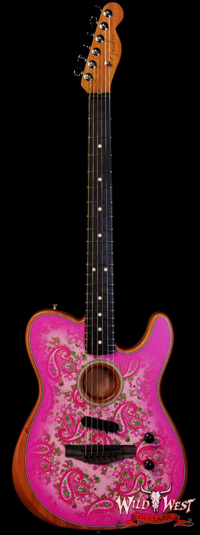 Fender American Acoustasonic Telecaster Ebony Fingerboard Pink Paisley 5.30 LBS US221521A - Image 1