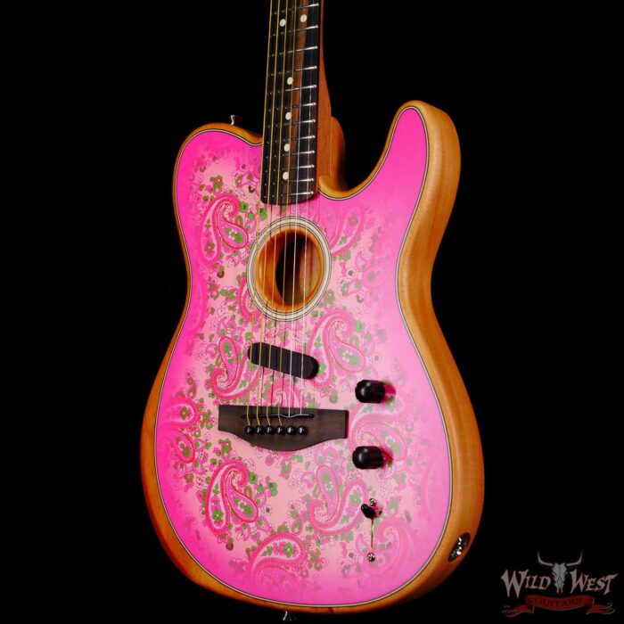 Fender American Acoustasonic Telecaster Ebony Fingerboard Pink Paisley 4.80 LBS US221860A - Image 2