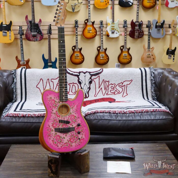 Fender American Acoustasonic Telecaster Ebony Fingerboard Pink Paisley 4.80 LBS US221860A - Image 6