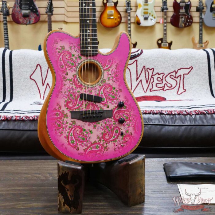 Fender American Acoustasonic Telecaster Ebony Fingerboard Pink Paisley 4.80 LBS US221860A - Image 8