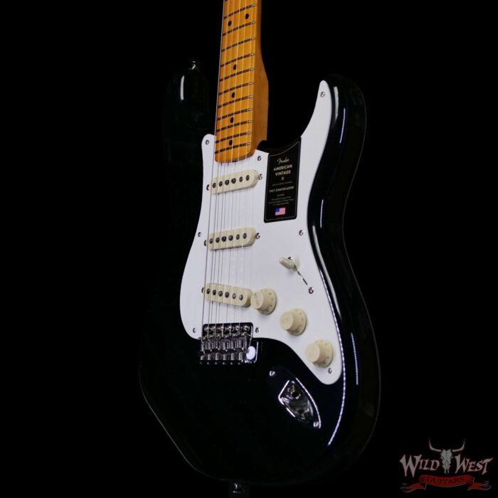 2025 Fender American Vintage II 1957 Stratocaster Maple Fingerboard Black 7.85 LBS - Image 2