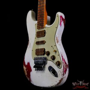 Fender Custom Shop Wild West White Lightning Stratocaster HSH Floyd Rose Mpaple Board 22 Frets Heavy Relic Lipstick Pink Metallic 8.05 LBS - Image 2