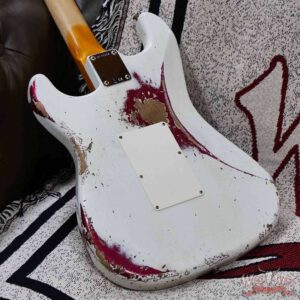Fender Custom Shop Wild West White Lightning Stratocaster HSH Floyd Rose Mpaple Board 22 Frets Heavy Relic Lipstick Pink Metallic 8.05 LBS - Image 13