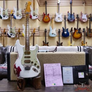 Fender Custom Shop Wild West White Lightning Stratocaster HSH Floyd Rose Mpaple Board 22 Frets Heavy Relic Lipstick Pink Metallic 8.05 LBS - Image 6