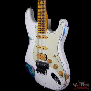 Fender Custom Shop Wild West Exclusive White Lightning Stratocaster HSS Floyd Rose Heavy Relic Maple Neck 22 Frets Blue Flower - Image 2