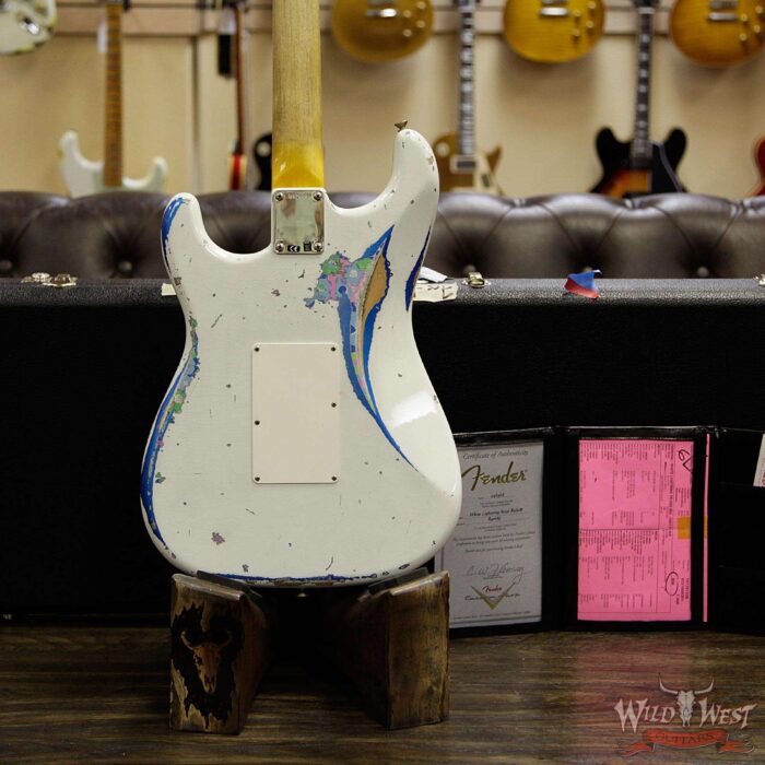 Fender Custom Shop Wild West Exclusive White Lightning Stratocaster HSS Floyd Rose Heavy Relic Maple Neck 22 Frets Blue Flower - Image 15