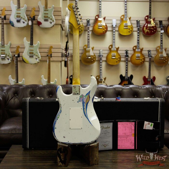 Fender Custom Shop Wild West Exclusive White Lightning Stratocaster HSS Floyd Rose Heavy Relic Maple Neck 22 Frets Blue Flower - Image 16
