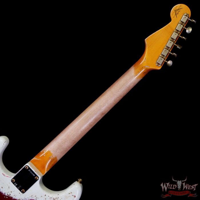 Fender Custom Shop Wild West White Lightning Stratocaster HSH Floyd Rose Rosewood Board 22 Frets Heavy Relic Lipstick Pink Metallic 8.20 LBS - Image 5
