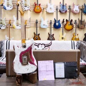 Fender Custom Shop Wild West White Lightning Stratocaster HSH Floyd Rose Rosewood Board 22 Frets Heavy Relic Lipstick Pink Metallic 8.20 LBS - Image 11