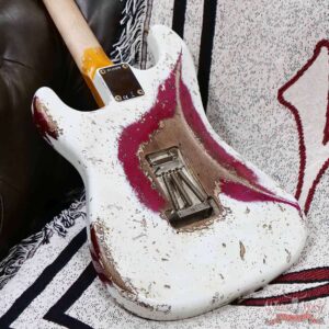 Fender Custom Shop Wild West White Lightning Stratocaster HSH Floyd Rose Rosewood Board 22 Frets Heavy Relic Lipstick Pink Metallic 8.20 LBS - Image 13