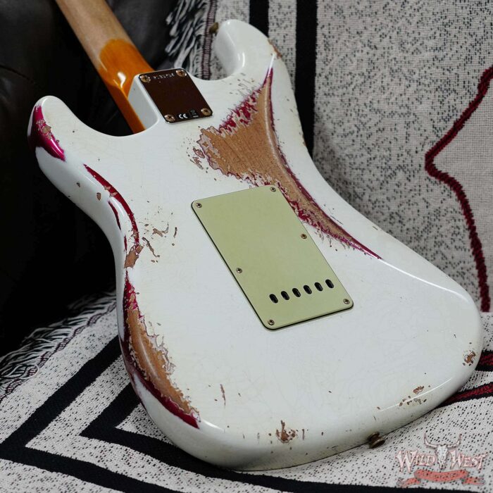 Fender Custom Shop Wild West White Lightning 2.0 Stratocaster HSS Rosewood Board 21 Frets Heavy Relic Lipstick Pink Metallic 8.00 LBS - Image 11