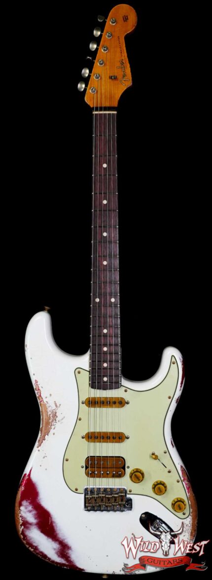 Fender Custom Shop Wild West White Lightning 2.0 Stratocaster HSS Rosewood Board 21 Frets Heavy Relic Lipstick Pink Metallic 8.00 LBS