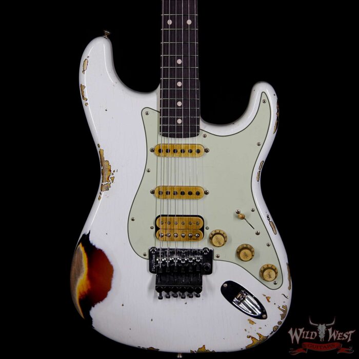 Fender Custom Shop White Lightning HSS Floyd Rose Stratocaster Rosewood Fretboard 22 Frets 3 Tone Suburst - Image 3