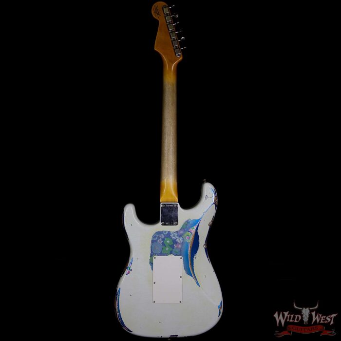 Fender Custom Shop Wild West Exclusive White Lightning Stratocaster HSS Floyd Rose Heavy Relic Rosewood Board 22 Frets Blue Flower - Image 7