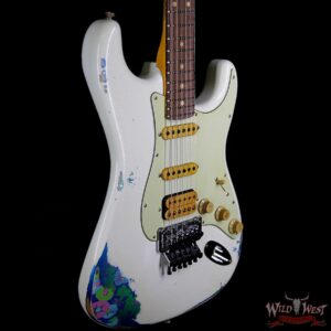 Fender Custom Shop Wild West Exclusive White Lightning Stratocaster HSS Floyd Rose Heavy Relic Rosewood Board 22 Frets Blue Flower - Image 5