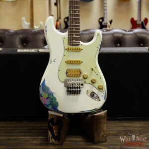 Fender Custom Shop Wild West Exclusive White Lightning Stratocaster HSS Floyd Rose Heavy Relic Rosewood Board 22 Frets Blue Flower - Image 11