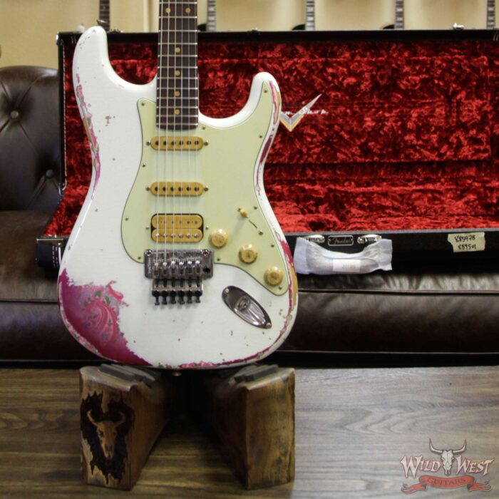 Fender Custom Shop White Lightning Stratocaster HSS Floyd Rose Heavy Relic Rosewood Board 22 Frets Pink Paisley - Image 13