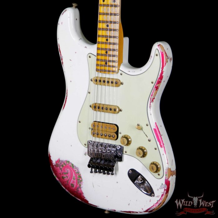 Fender Custom Shop White Lightning Stratocaster HSS Floyd Rose Heavy Relic Maple Neck 22 Frets Pink Paisley - Image 2