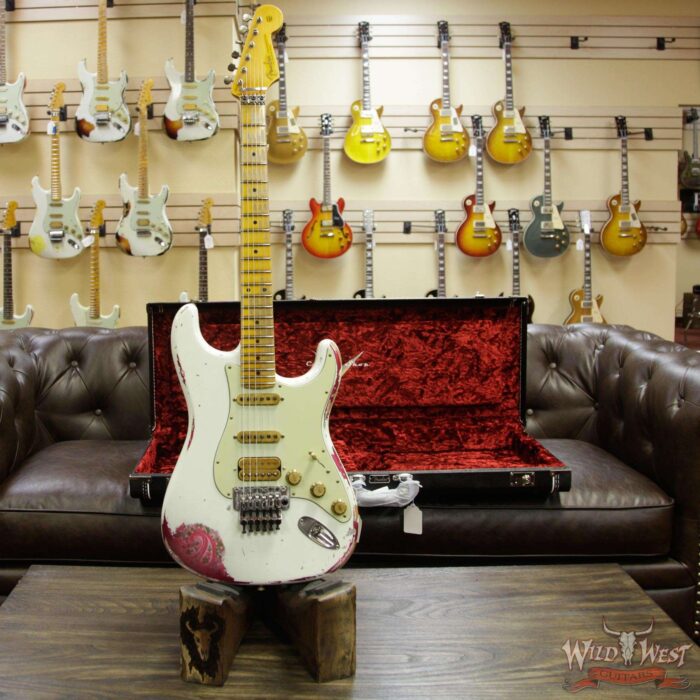 Fender Custom Shop White Lightning Stratocaster HSS Floyd Rose Heavy Relic Maple Neck 22 Frets Pink Paisley - Image 12