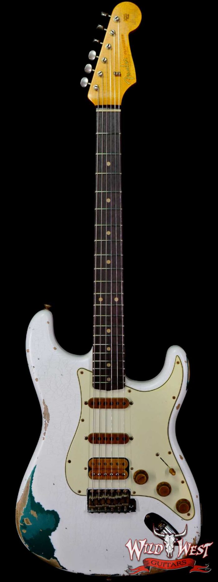 Fender Custom Shop Wild West White Lightning 2.0 Stratocaster HSS Rosewood Board 21 Frets Heavy Relic British Racing Green - Image 1