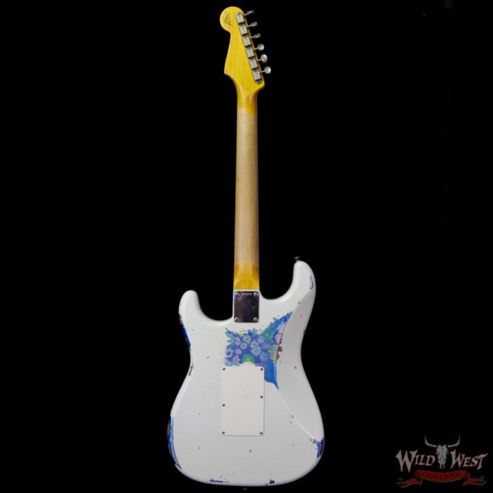 Fender Custom Shop Wild West Exclusive White Lightning Stratocaster HSS Floyd Rose Heavy Relic Rosewood Board 21 Frets Blue Flower - Image 6