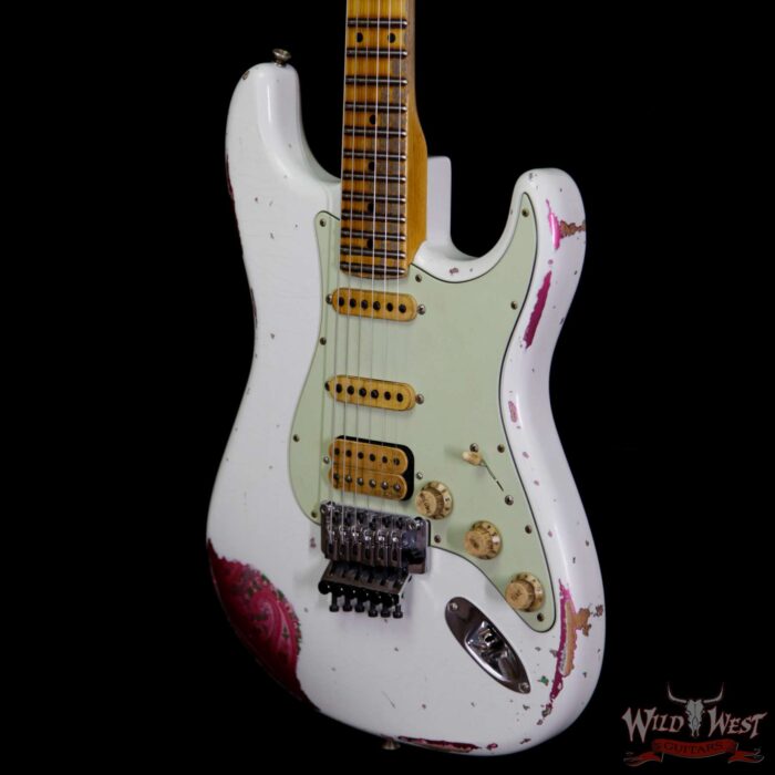 Fender Custom Shop White Lightning Stratocaster HSS Floyd Rose Fat Head Maple C Neck Pink Paisley - Image 2