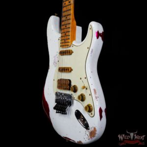 Fender Custom Shop Wild West White Lightning Stratocaster HSS Floyd Rose Maple Fingerboard 22 Frets Heavy Relic Lipstick Pink Metallic 8.10 LBS - Image 2