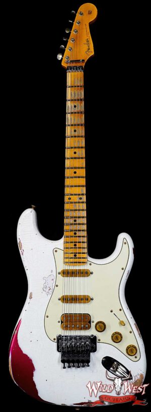 Fender Custom Shop Wild West White Lightning Stratocaster HSS Floyd Rose Maple Fingerboard 22 Frets Heavy Relic Lipstick Pink Metallic 8.10 LBS