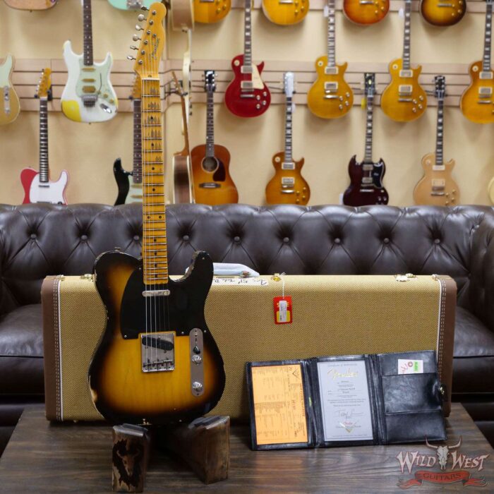 Fender Custom Shop 1951 Telecaster Relic Maple Neck 2 Tone Sunburst 7.15 LBS - Image 6
