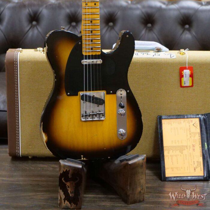 Fender Custom Shop 1951 Telecaster Relic Maple Neck 2 Tone Sunburst 7.15 LBS - Image 8