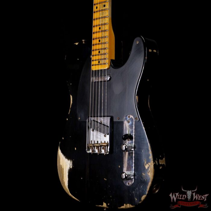 Fender Custom Shop 1952 Telecaster Heavy Relic Ash Body Maple Neck Black - Image 2