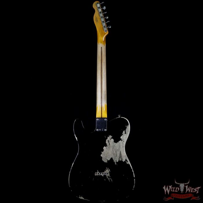 Fender Custom Shop 1952 Telecaster Heavy Relic Maple Neck Black with Black Pickguard - Image 5
