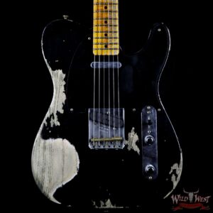 Fender Custom Shop 1952 Telecaster Heavy Relic Maple Neck Black with Black Pickguard - Image 3