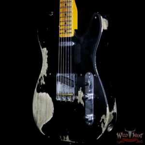 Fender Custom Shop 1952 Telecaster Heavy Relic Maple Neck Black with Black Pickguard - Image 2