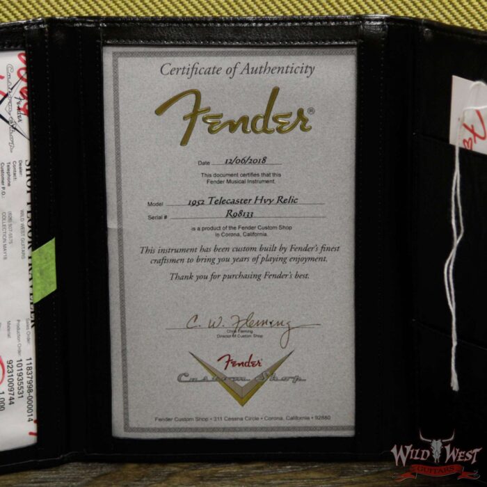Fender Custom Shop 1952 Telecaster Heavy Relic Maple Neck Black with Black Pickguard - Image 15