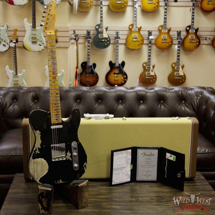 Fender Custom Shop 1952 Telecaster Heavy Relic Maple Neck Black with Black Pickguard - Image 11